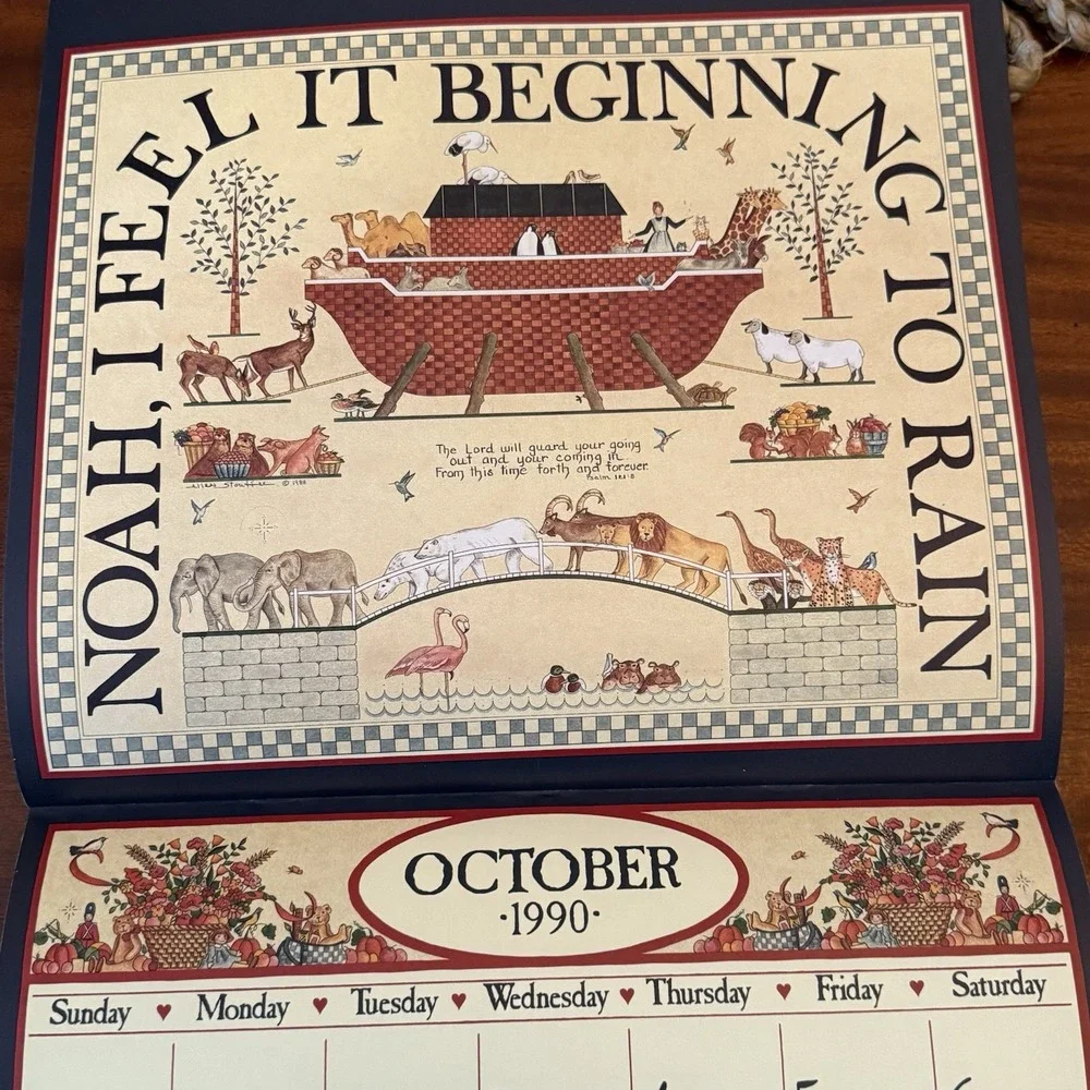 1990 Country Sampler Calendar – 12x12‎ – Folk Art Cottagecore Grannycore
